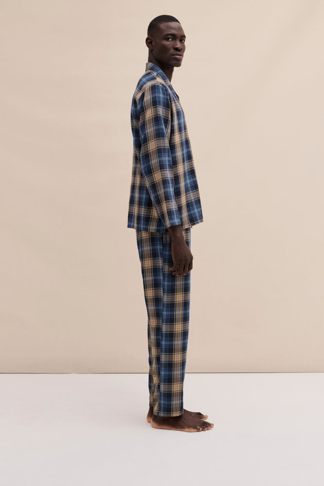 Men’s 402 Long Pyjama Set Lightweight Flannel Navy