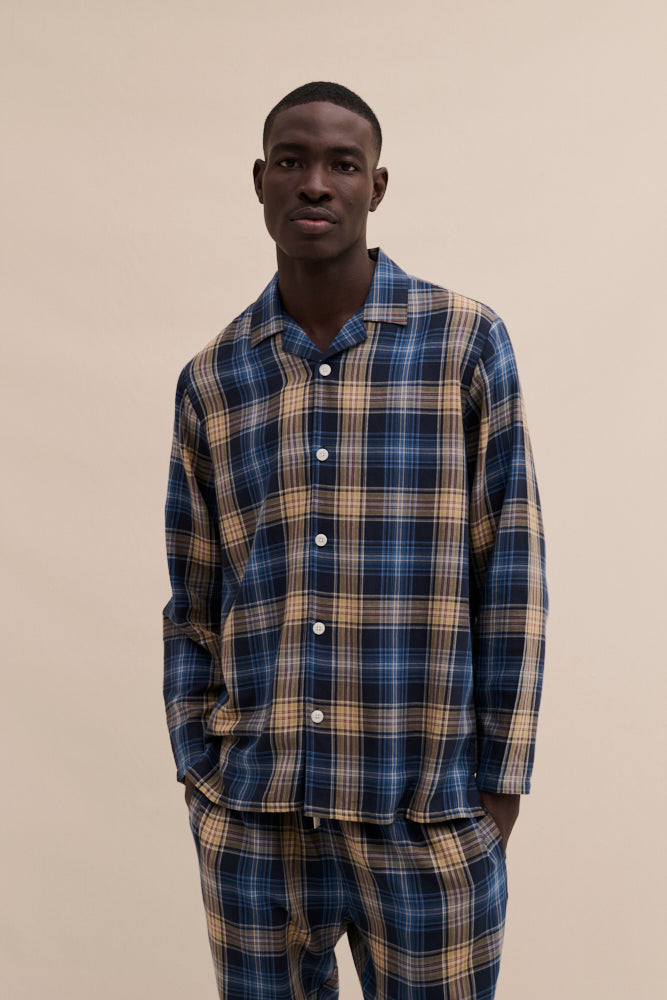 Men’s 402 Long Pyjama Set Lightweight Flannel Navy