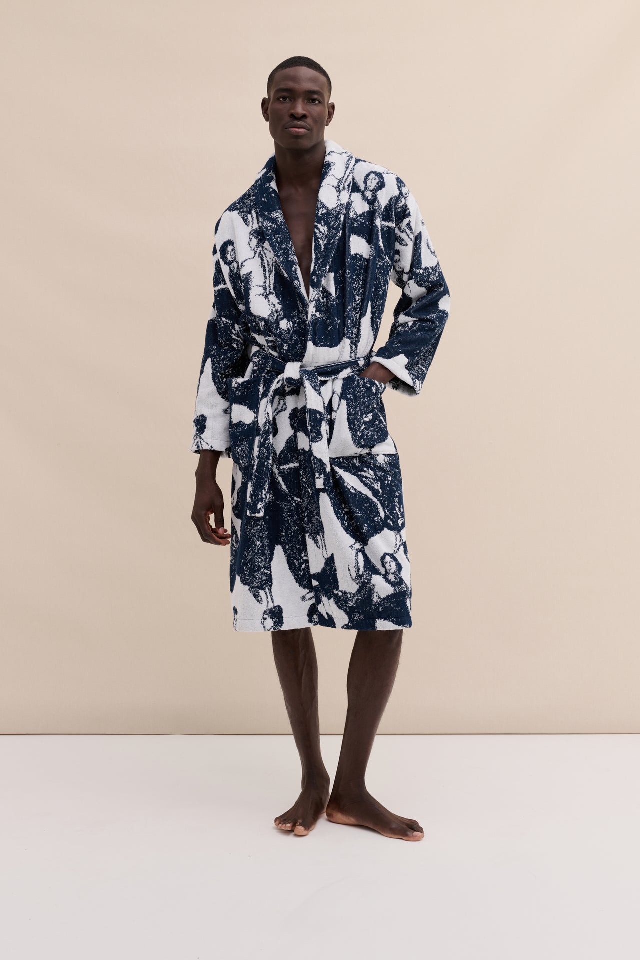 Unisex Towel Robe Flora Navy