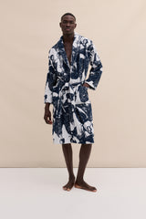 Unisex Towel Robe Flora Navy