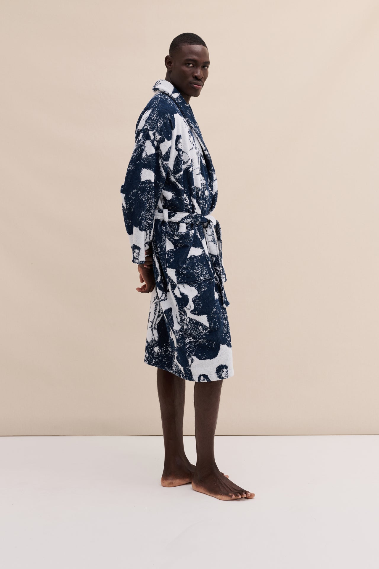 Unisex Towel Robe Flora Navy