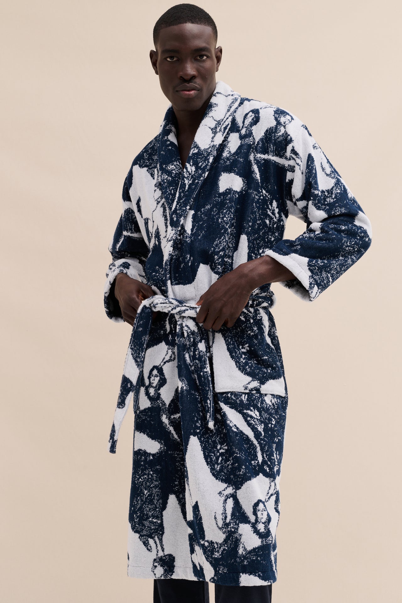 Unisex Towel Robe Flora Navy