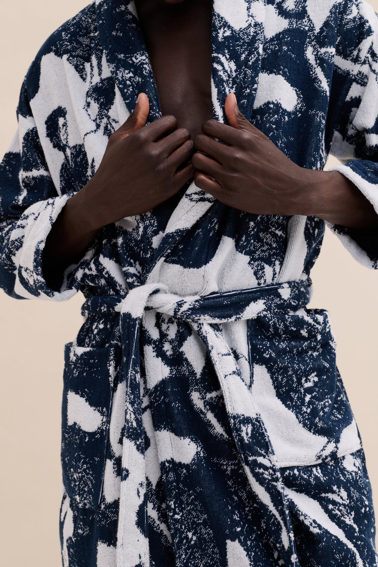 Unisex Towel Robe Flora Navy