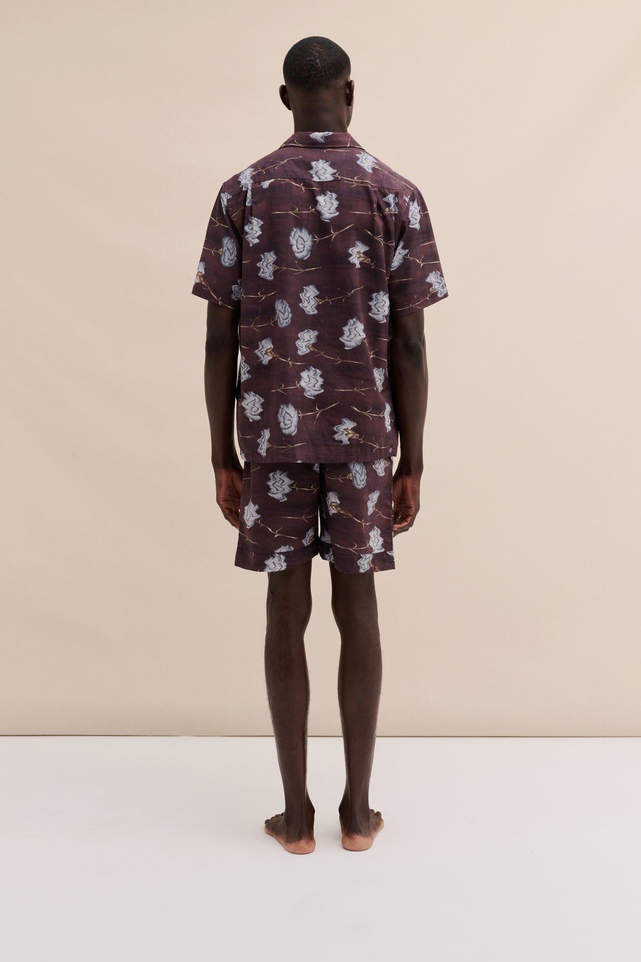 Men’s Cuban Pyjama Set Carnations Brown/Blue