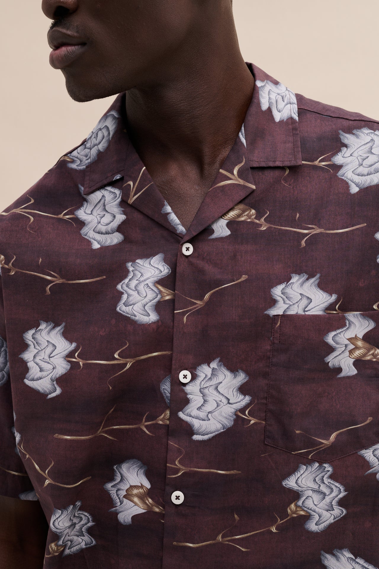 Men’s Cuban Pyjama Set Carnations Brown/Blue