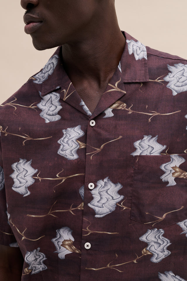 Men’s Cuban Pyjama Set Carnations Brown/Blue