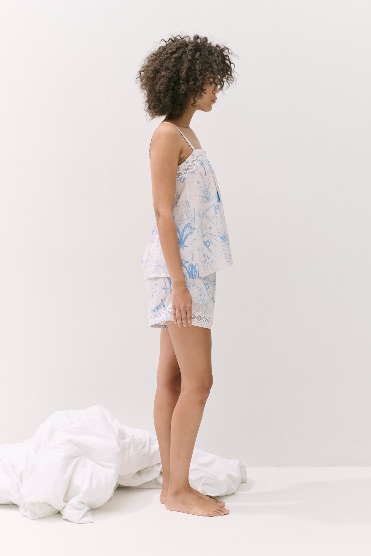 Martha Cami & Shorts Set Temple Del Sol Cream/Blue