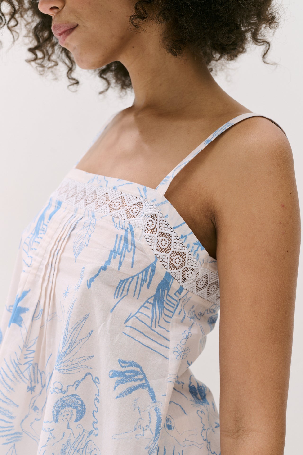 Martha Cami & Shorts Set Temple Del Sol Cream/Blue