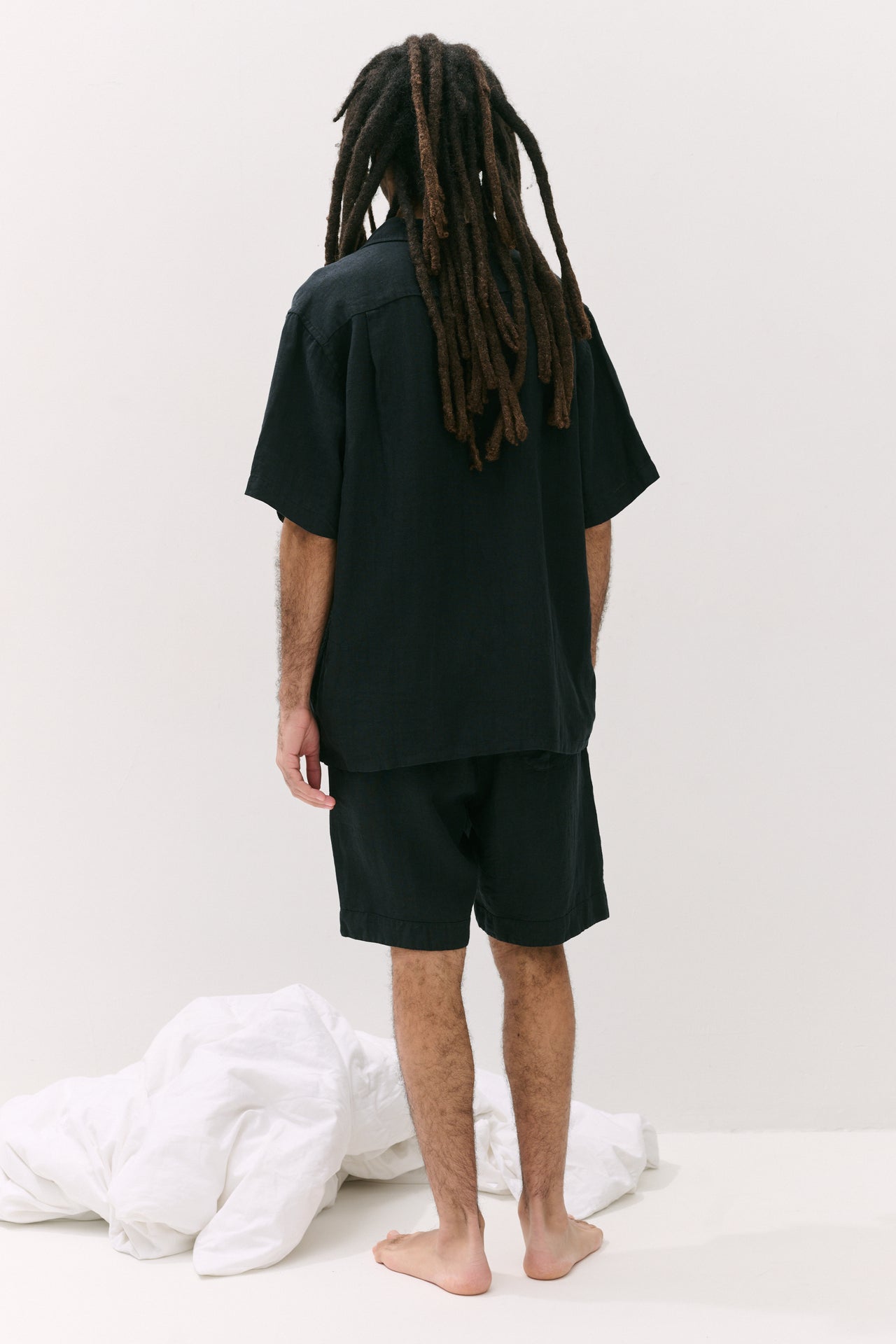 Men’s Cuban Pyjama Set Linen Black