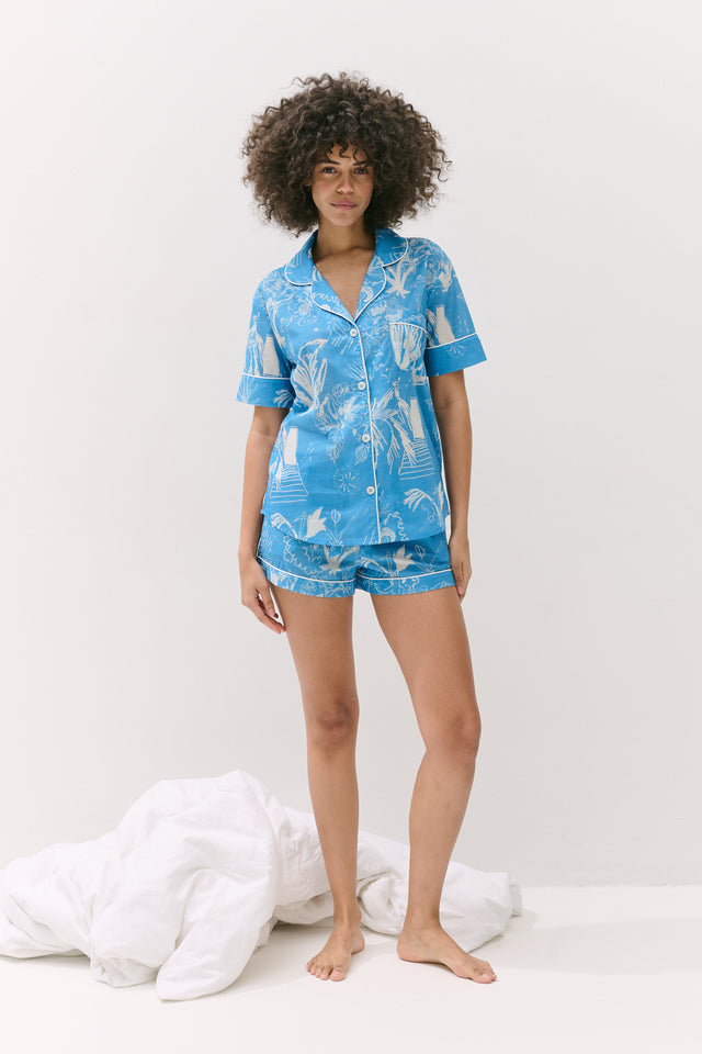Short Pyjama Set Temple Del Sol Blue