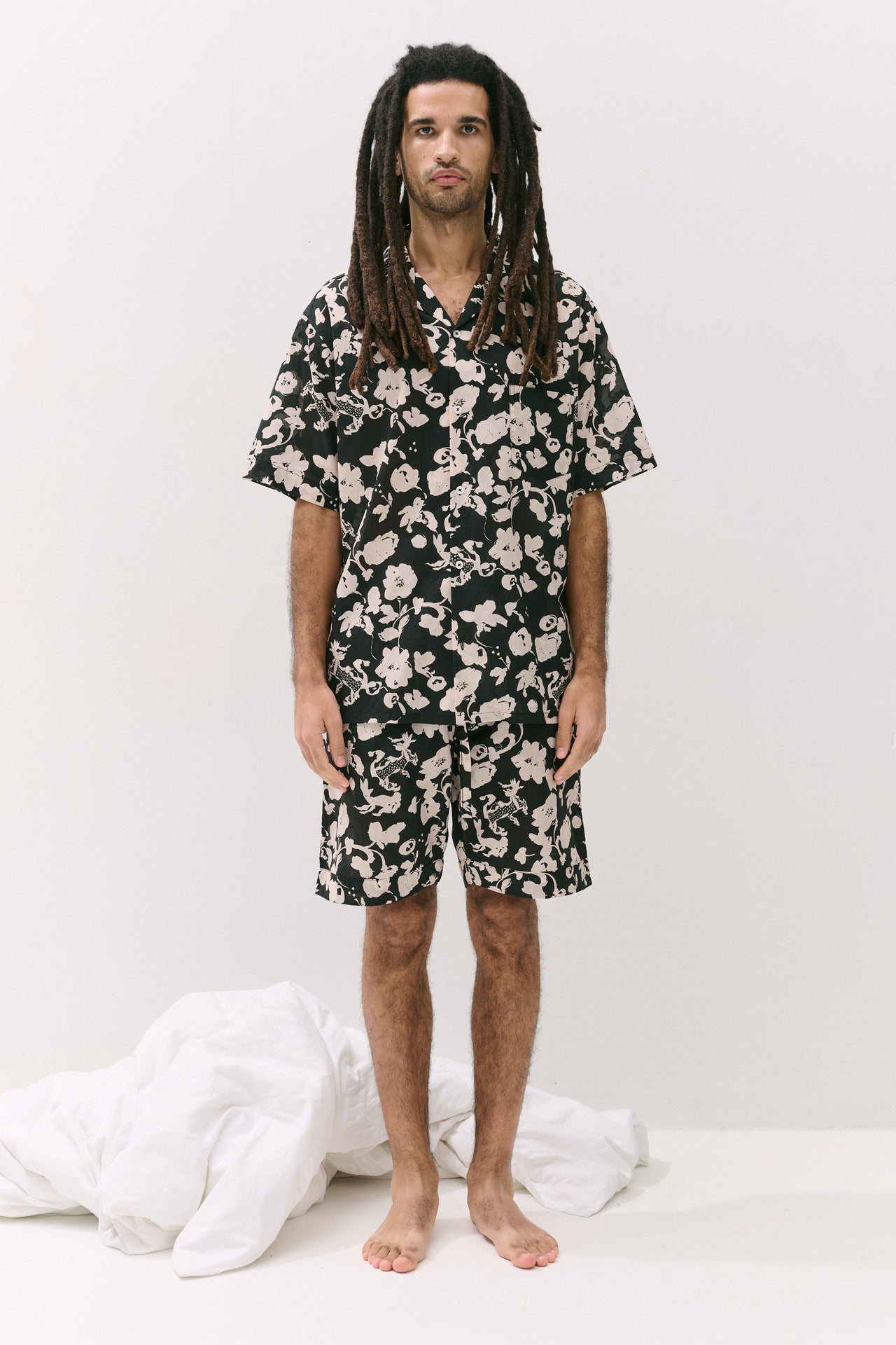 Men’s Cuban Pyjama Set Bunny Black/Cream