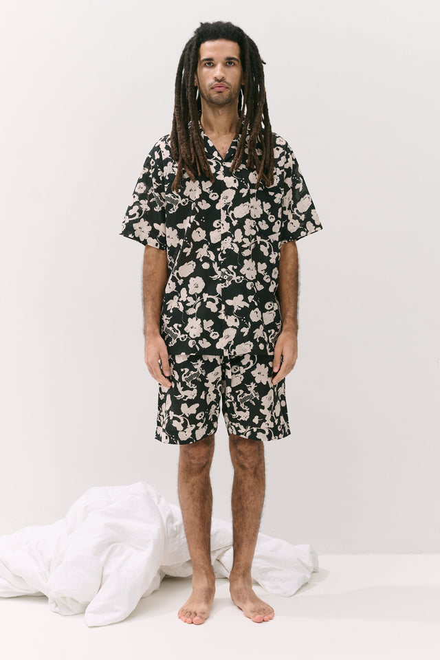 Men’s Cuban Pyjama Set Bunny Black/Cream