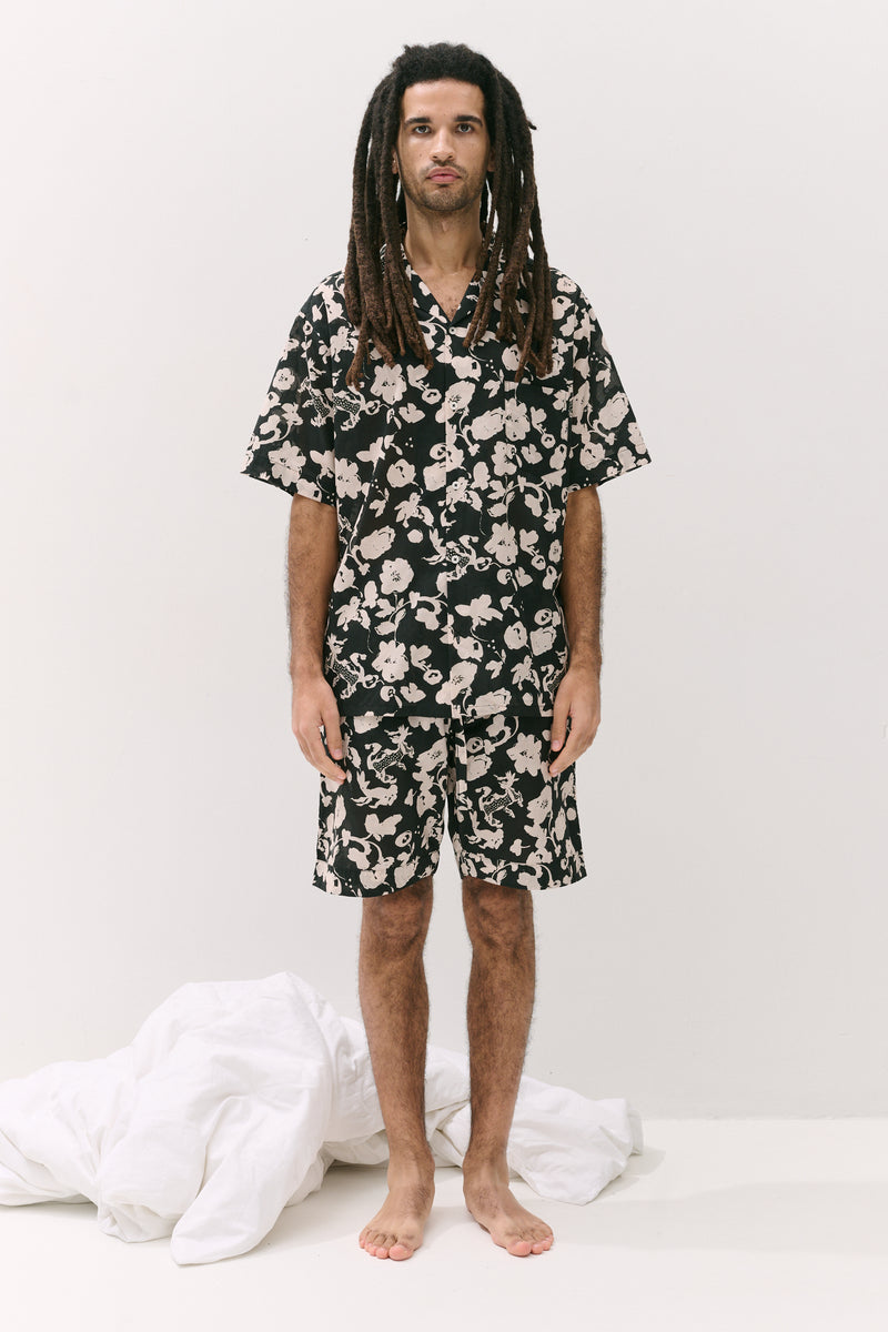 Men’s Cuban Pyjama Set Bunny Black/Cream