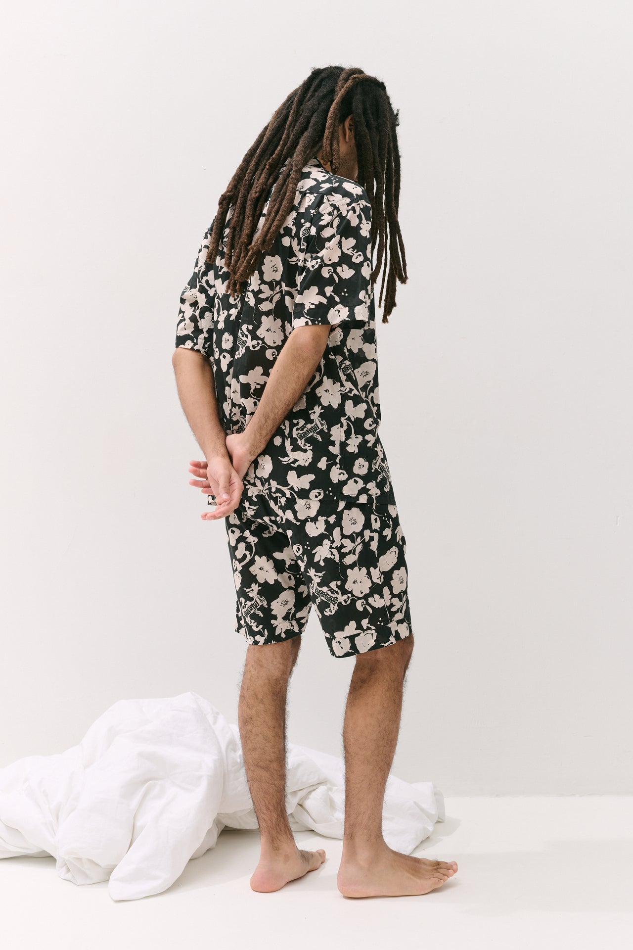 Men’s Cuban Pyjama Set Bunny Black/Cream