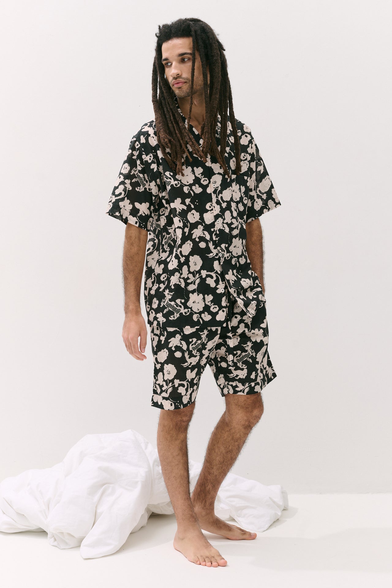 Men’s Cuban Pyjama Set Bunny Black/Cream