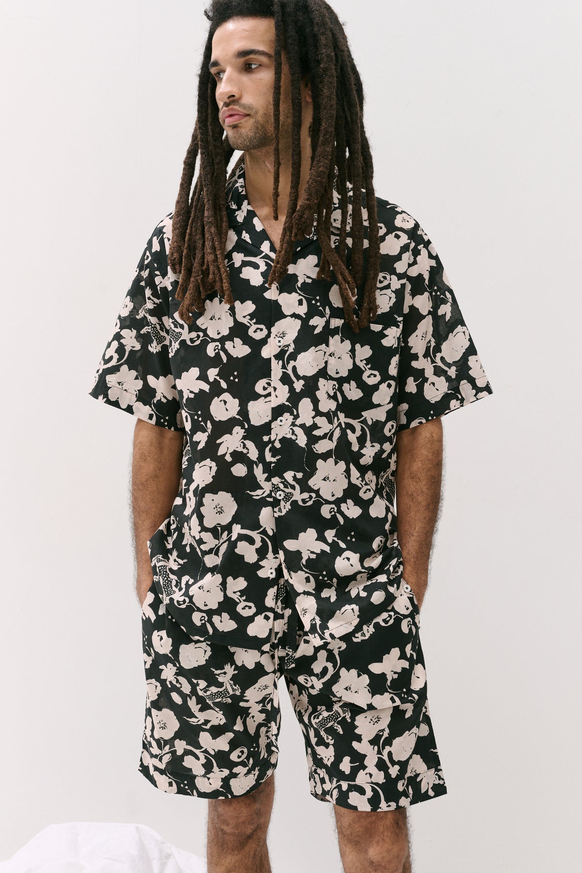Men’s Cuban Pyjama Set Bunny Black/Cream