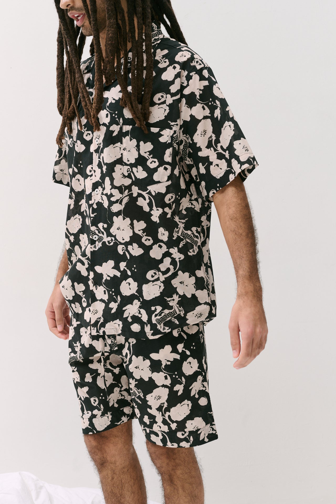 Men’s Cuban Pyjama Set Bunny Black/Cream