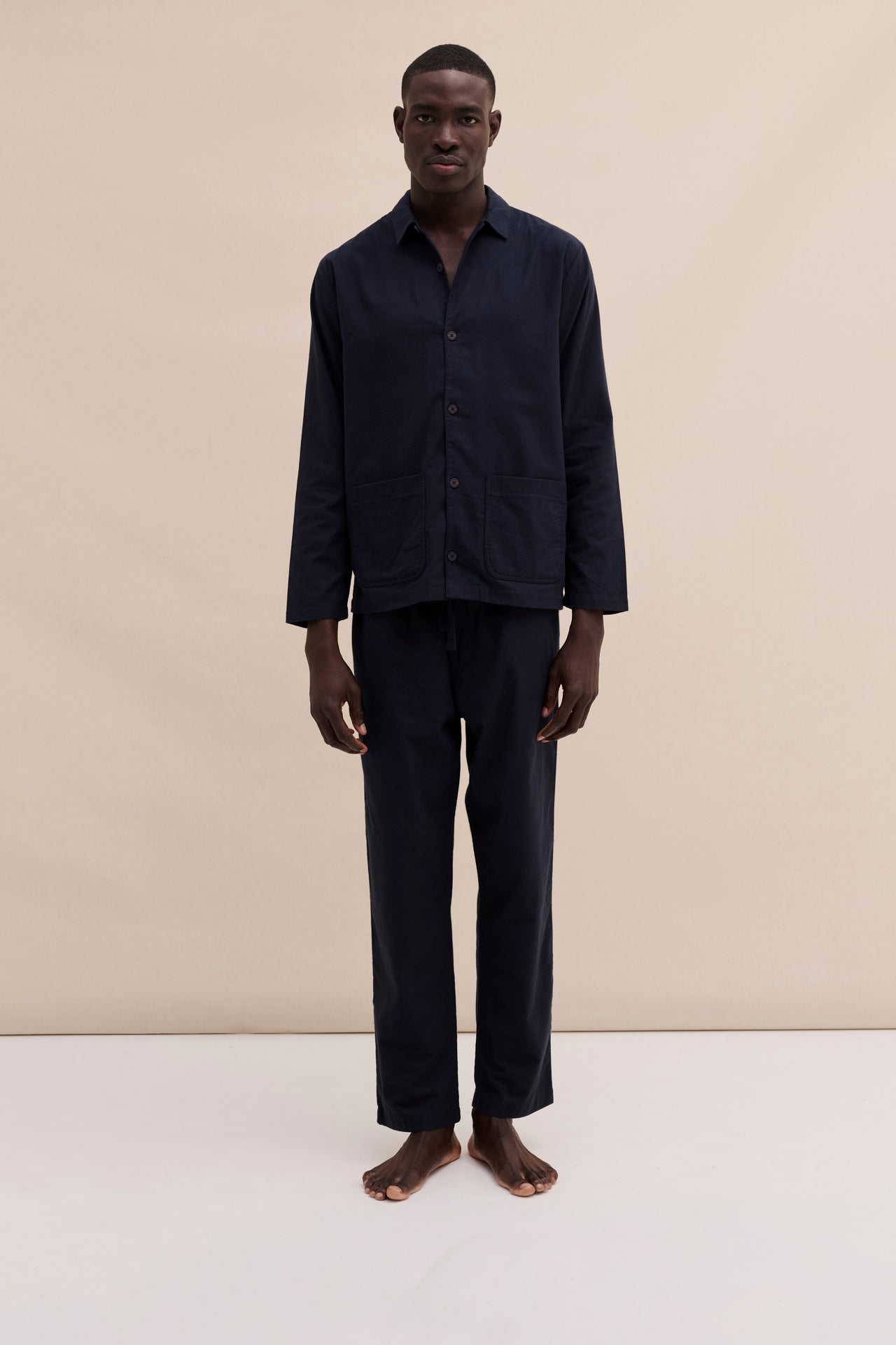 Men’s Pocket Pyjama Set Brushed Cotton Navy