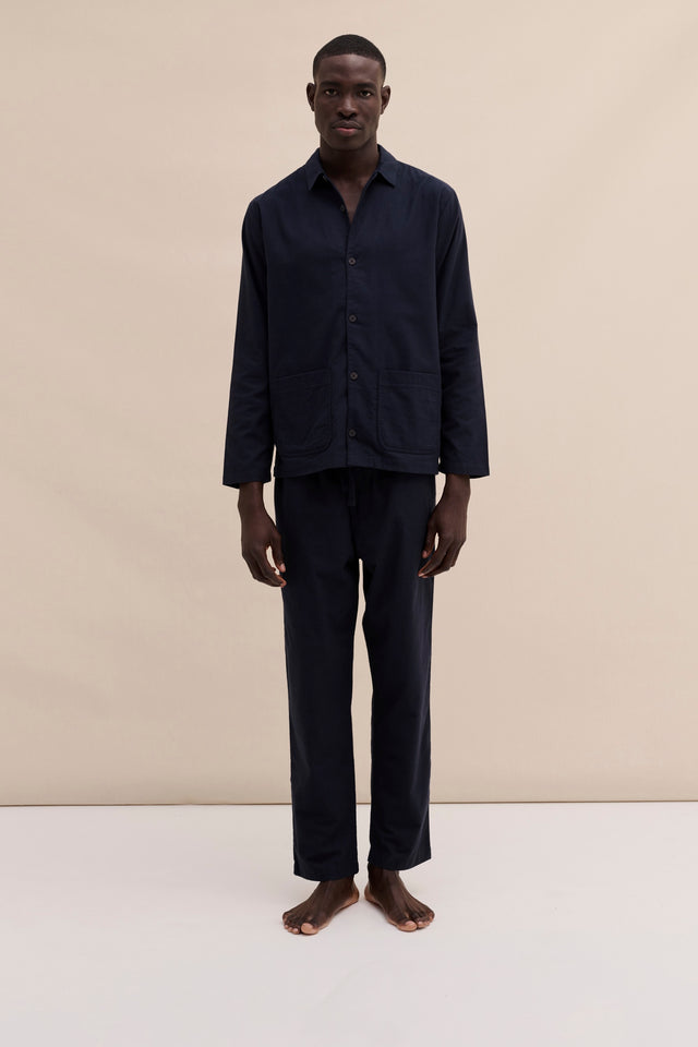 Men’s Pocket Pyjama Set Brushed Cotton Navy