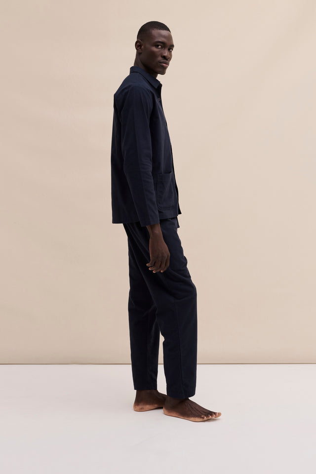Men’s Pocket Pyjama Set Brushed Cotton Navy