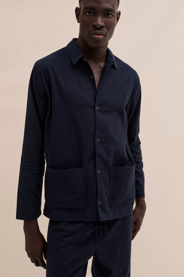 Men’s Pocket Pyjama Set Brushed Cotton Navy