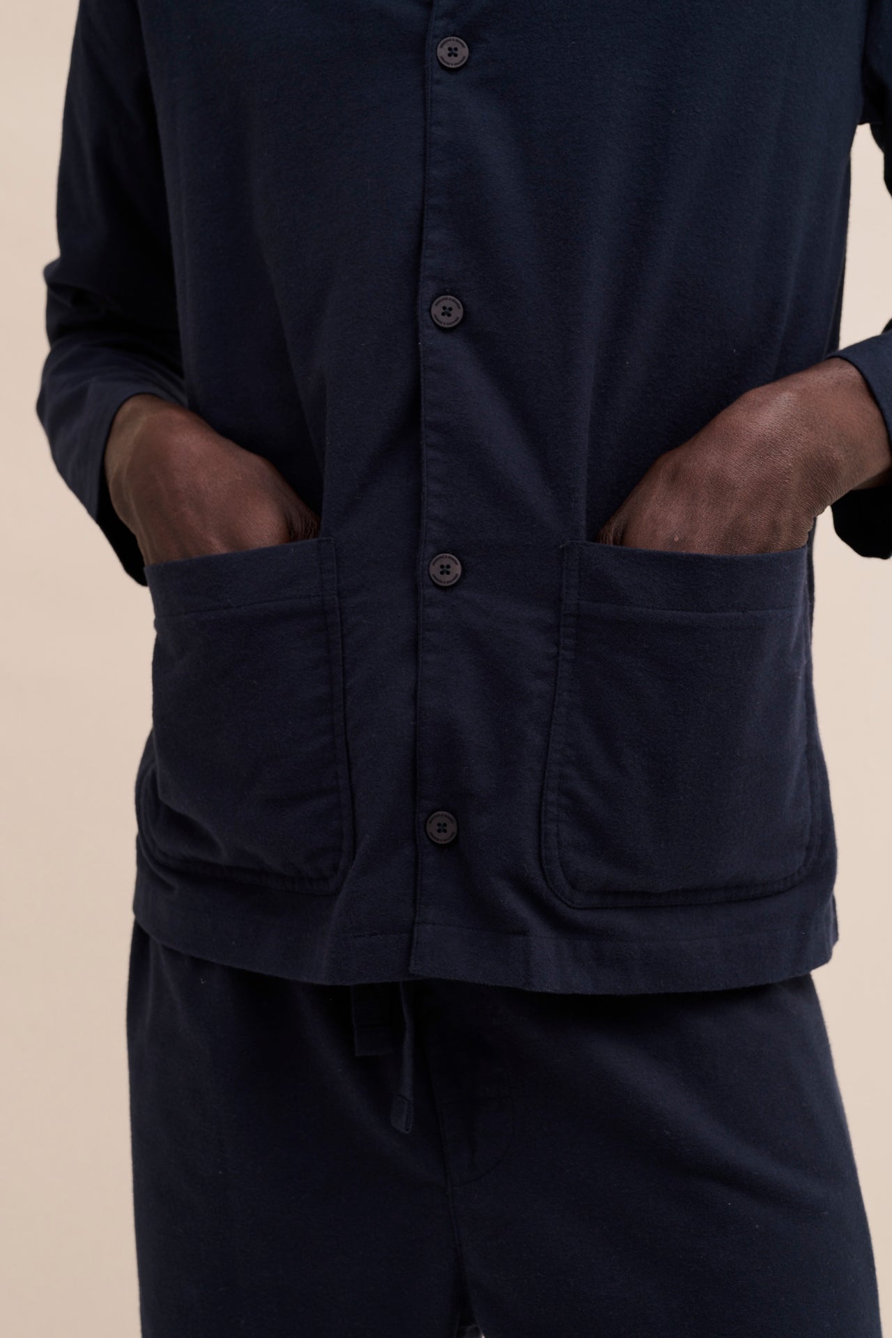 Men’s Pocket Pyjama Set Brushed Cotton Navy