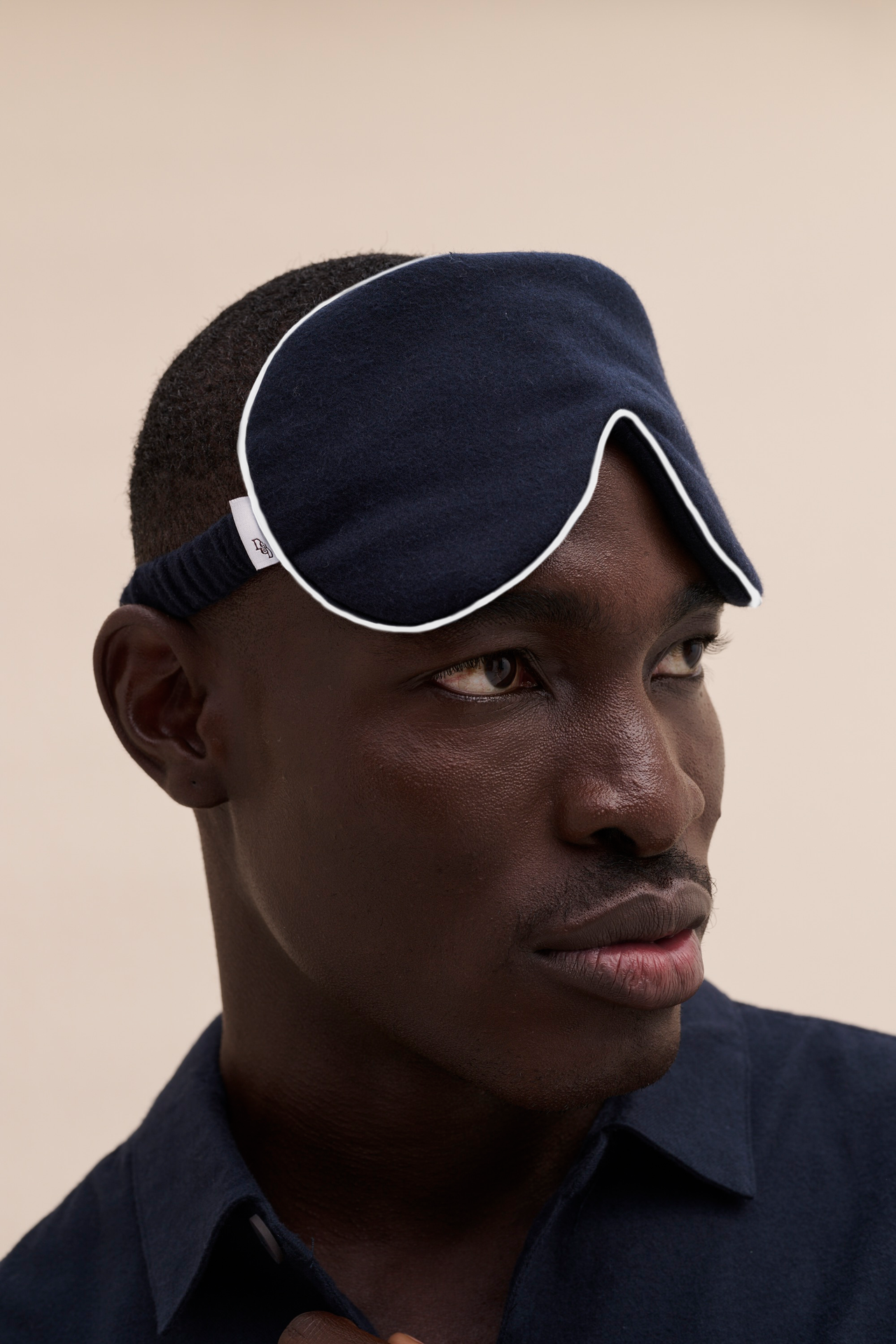 Men’s Eye Mask Brushed Cotton Navy/Cream