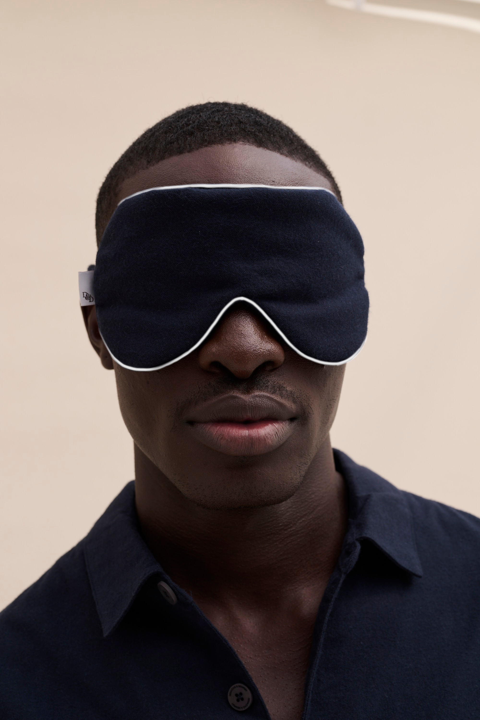 Eye Mask Brushed Cotton Navy Cream