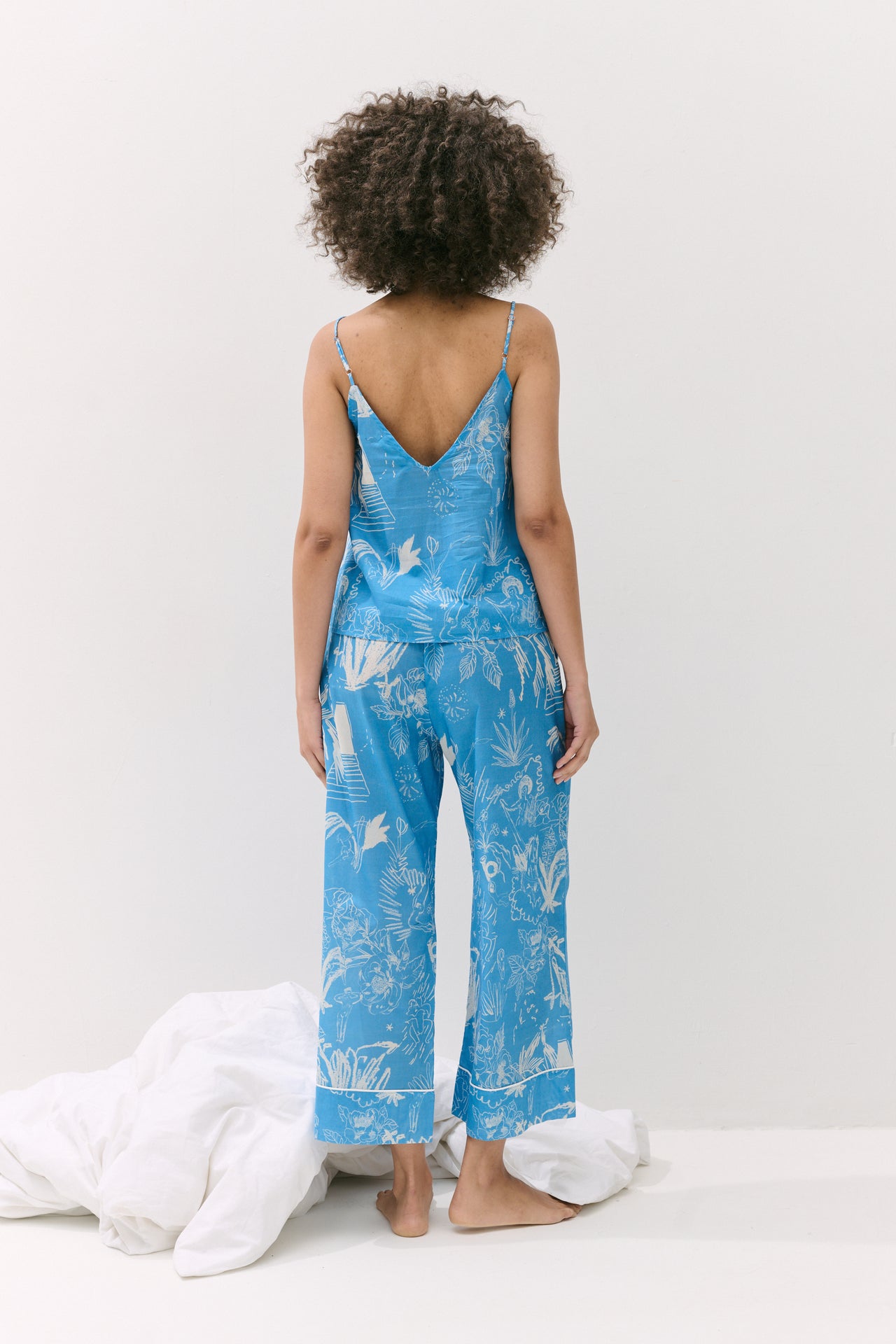 Cami Top and Wide Leg Trouser Set Temple Del Sol Blue