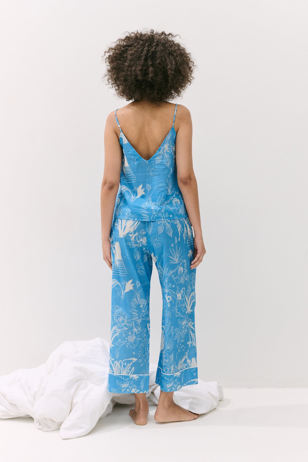 Cami Top and Wide Leg Trouser Set Temple Del Sol Blue