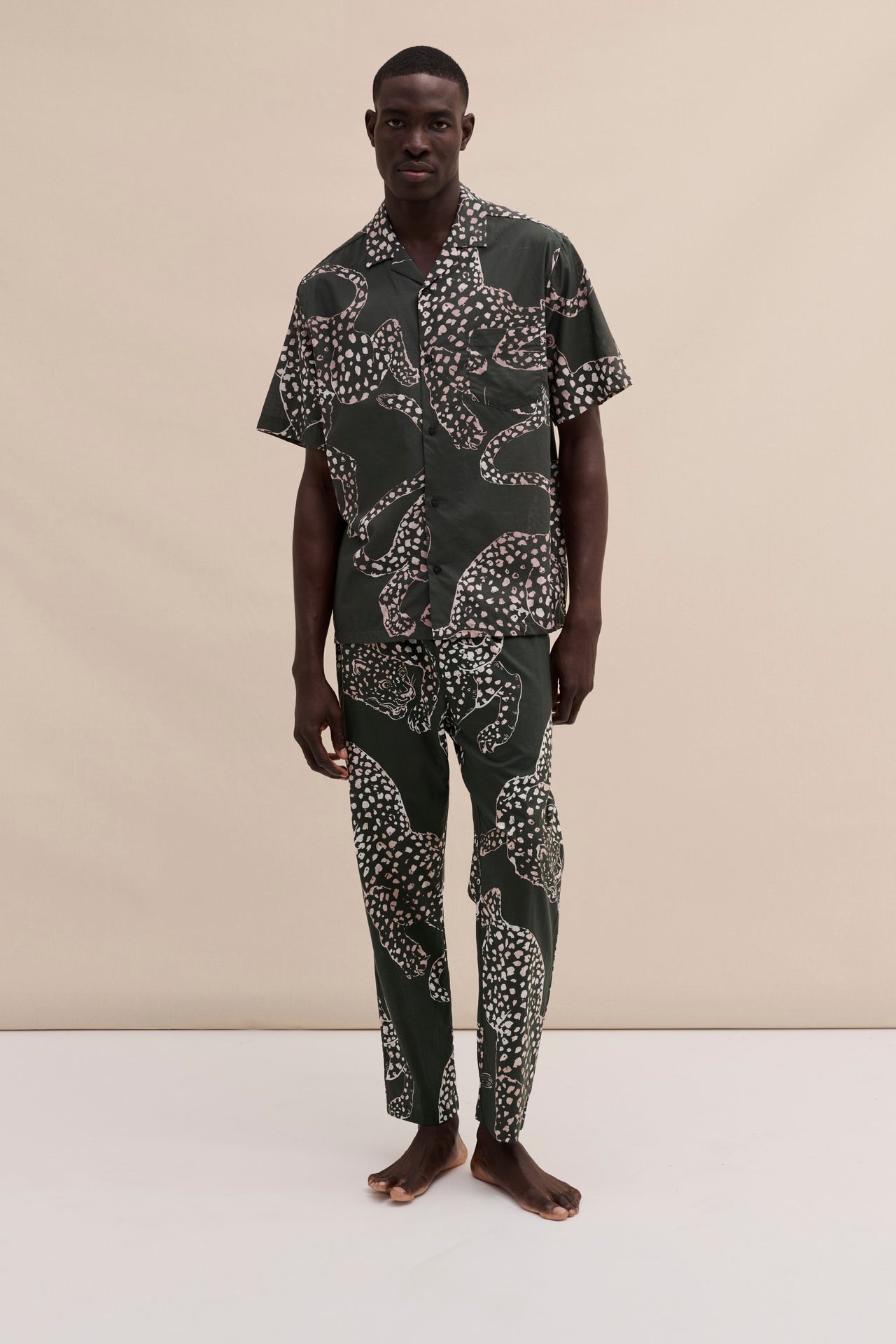 Men’s Cuban Long Pyjama Set The Jag Print Green