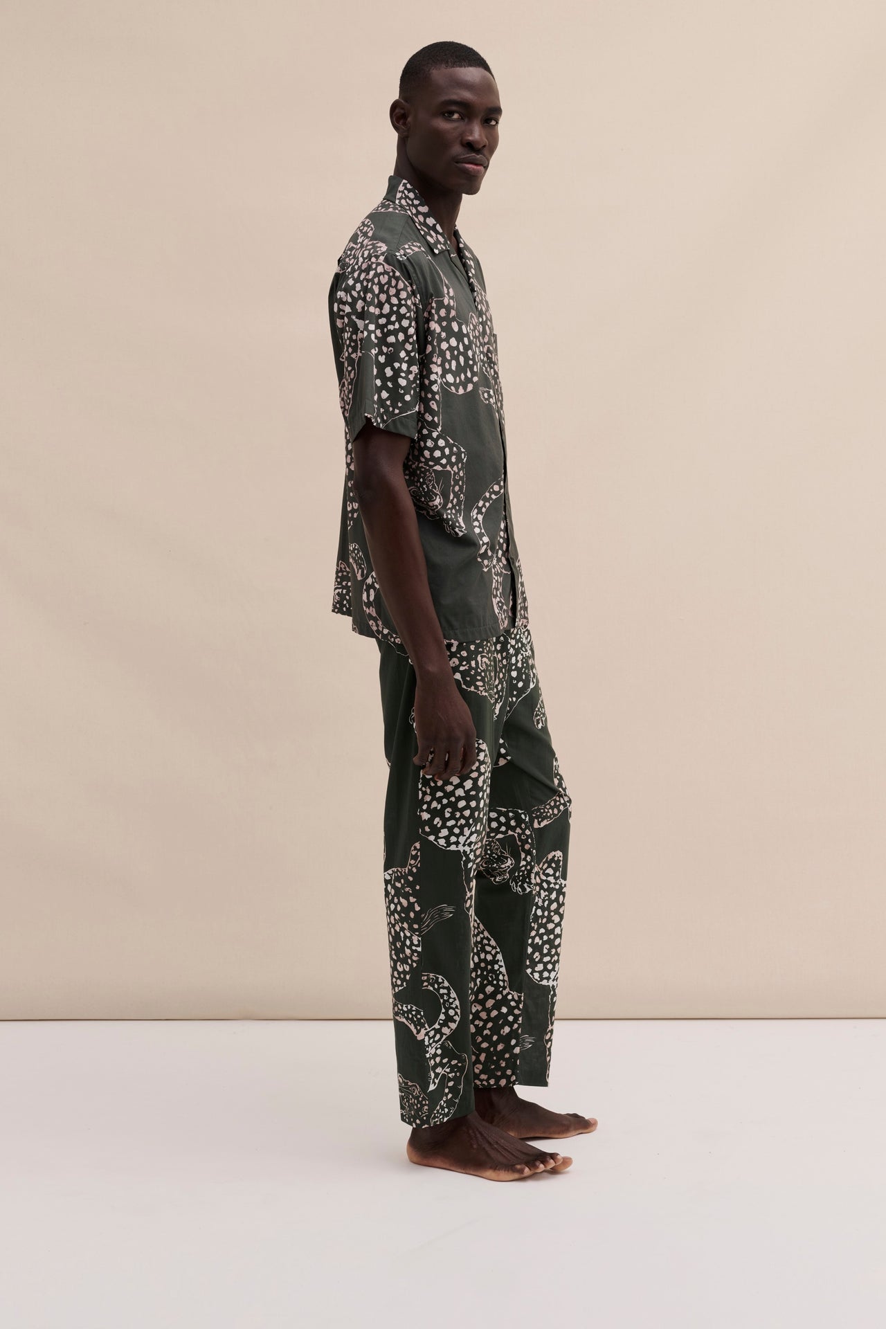 Men’s Cuban Long Pyjama Set The Jag Print Green