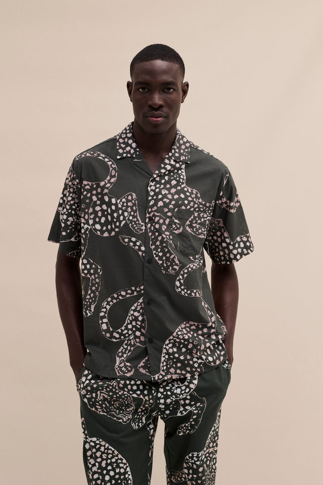 Men’s Cuban Pyjama Shirt The Jag Print Green