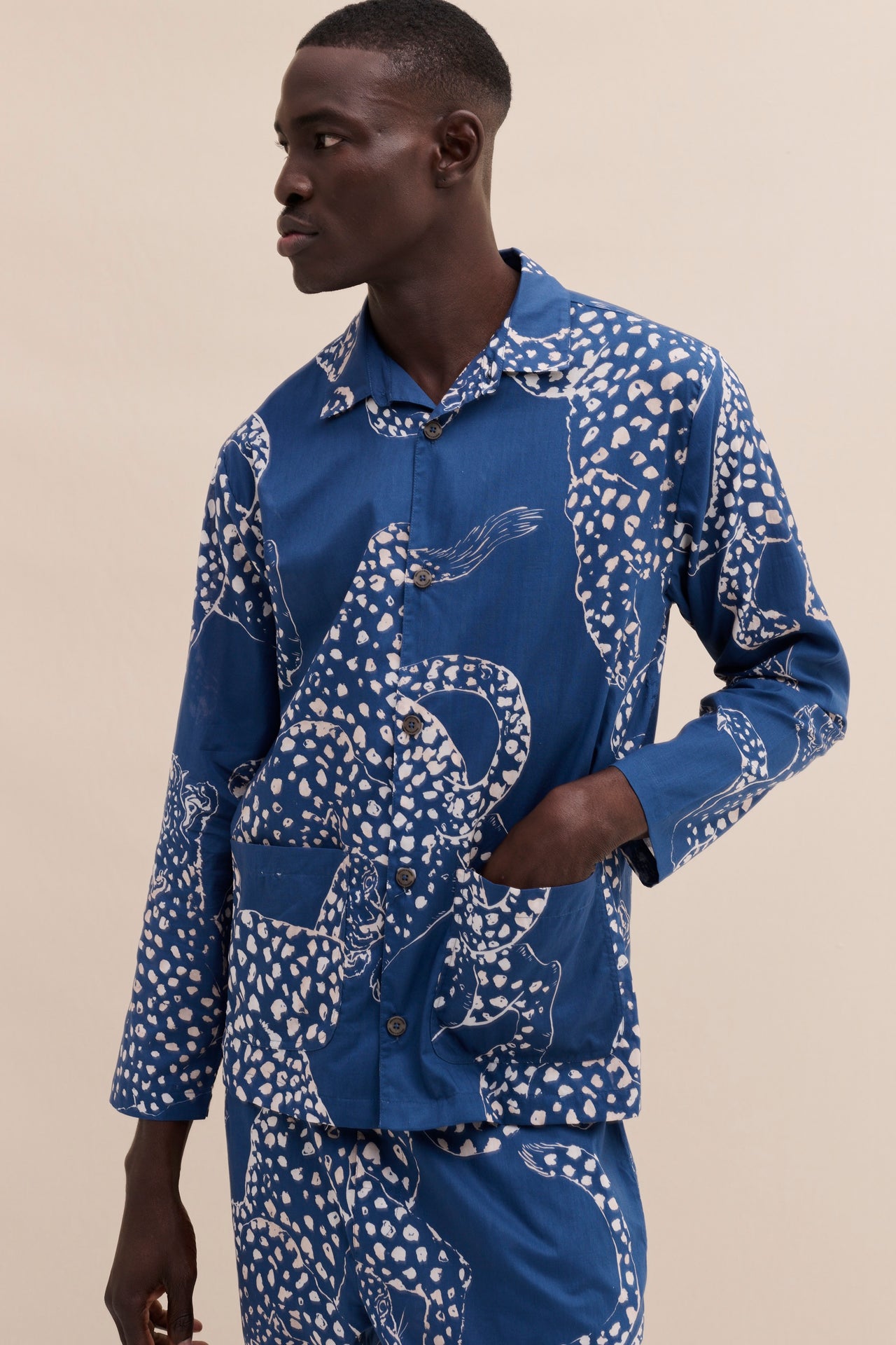 Men’s Pocket Pyjama Set The Jag Print Blue
