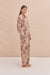Pocket Pyjama Set Night Bloom Print Rose Latte Linen