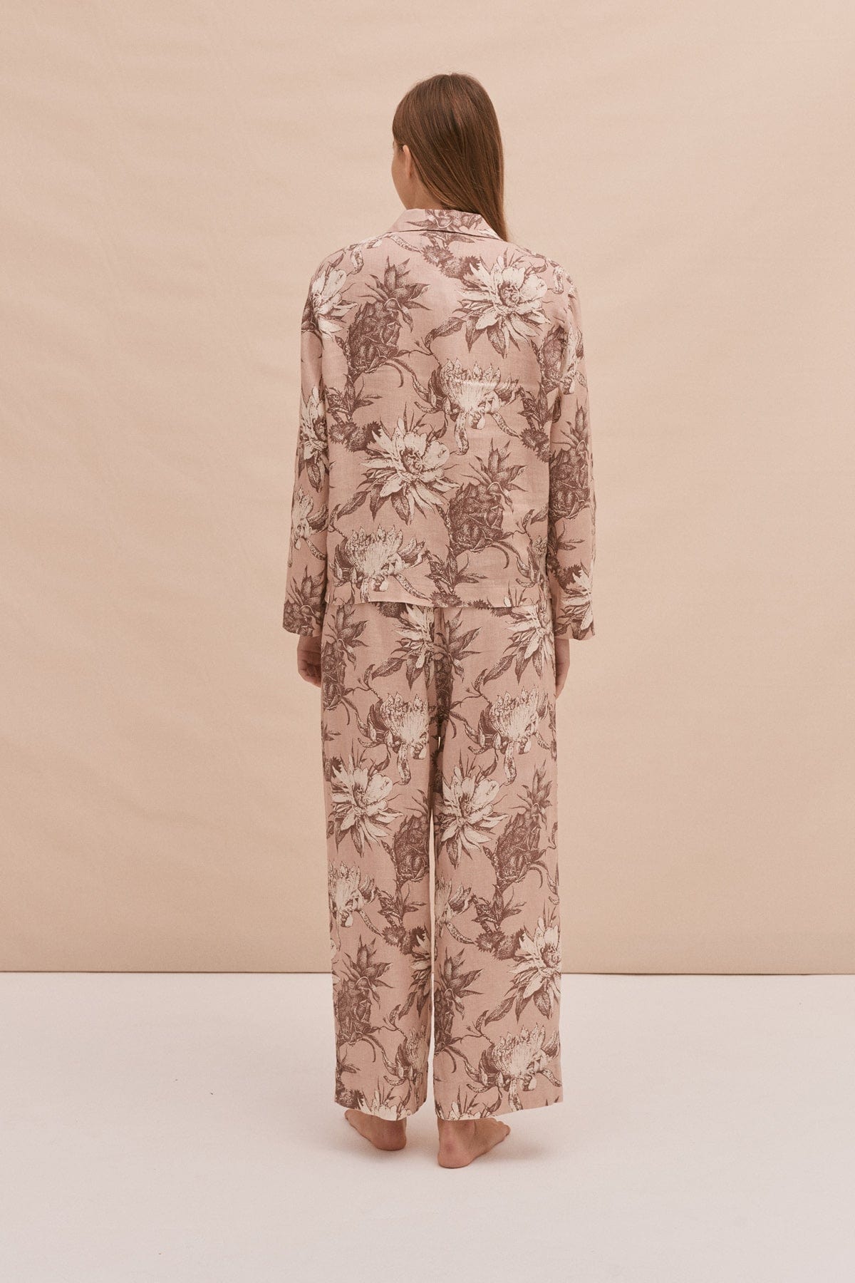 DESMOND & DEMPSEY Pocket Pajama Set In Night Bloom Print