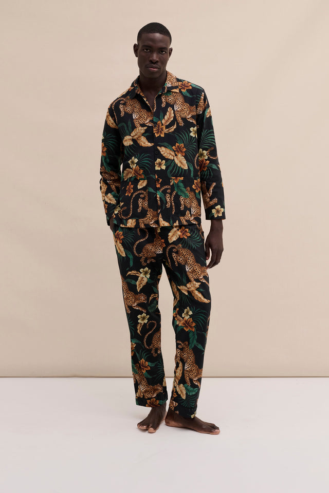 Men’s Pocket Pyjama Set Soleia Print Black/Yellow