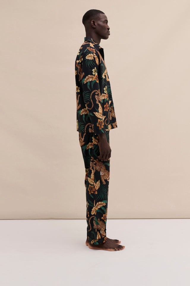 Men’s Pocket Pyjama Set Soleia Print Black/Yellow