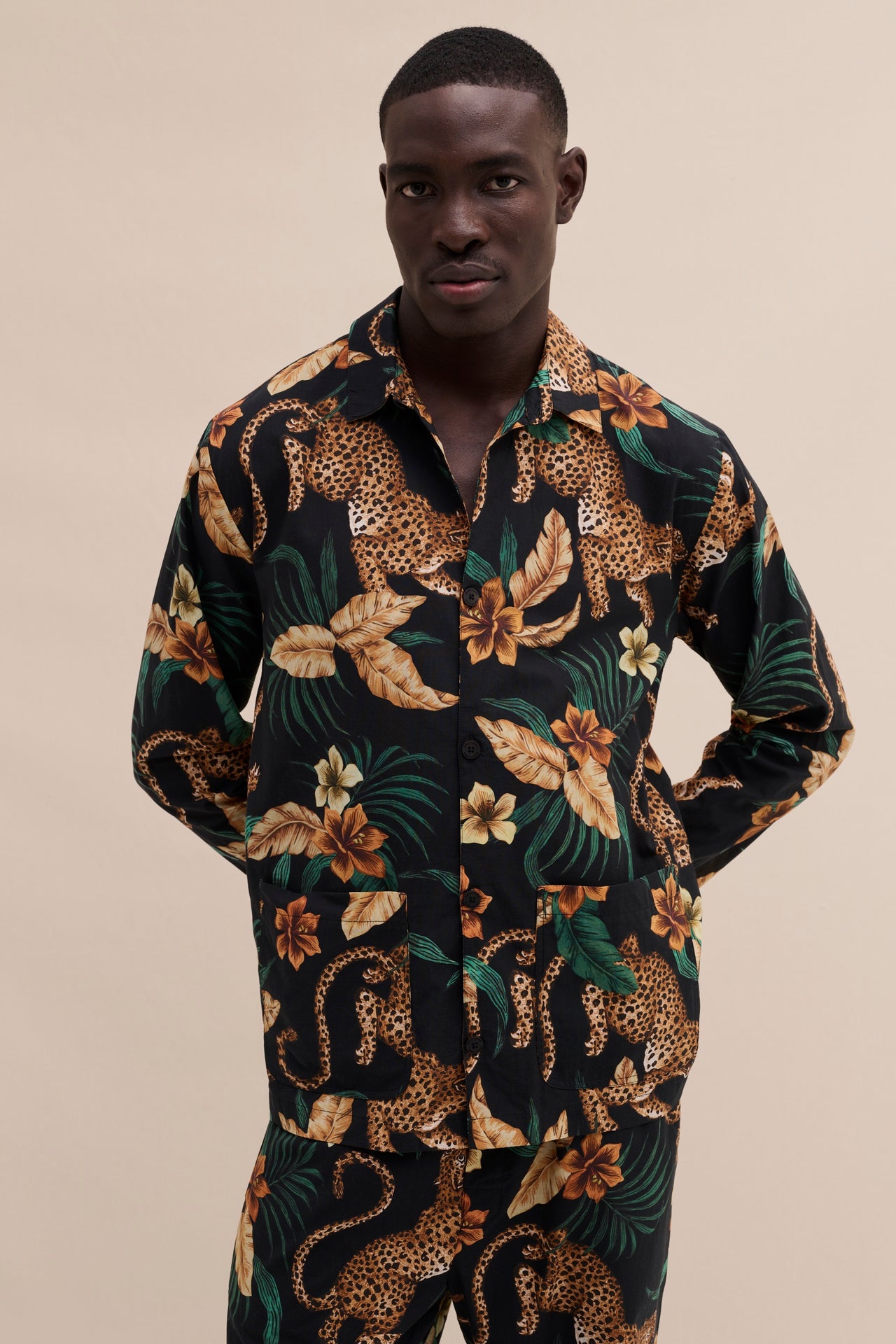 Men’s Pocket Pyjama Set Soleia Print Black/Yellow