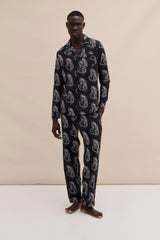 Men’s Long Pyjama Set Sansindo Tiger Print Black/Cream