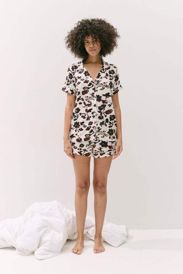 Lyocell Jersey Short Pyjama Set Bunny Cream/Brown