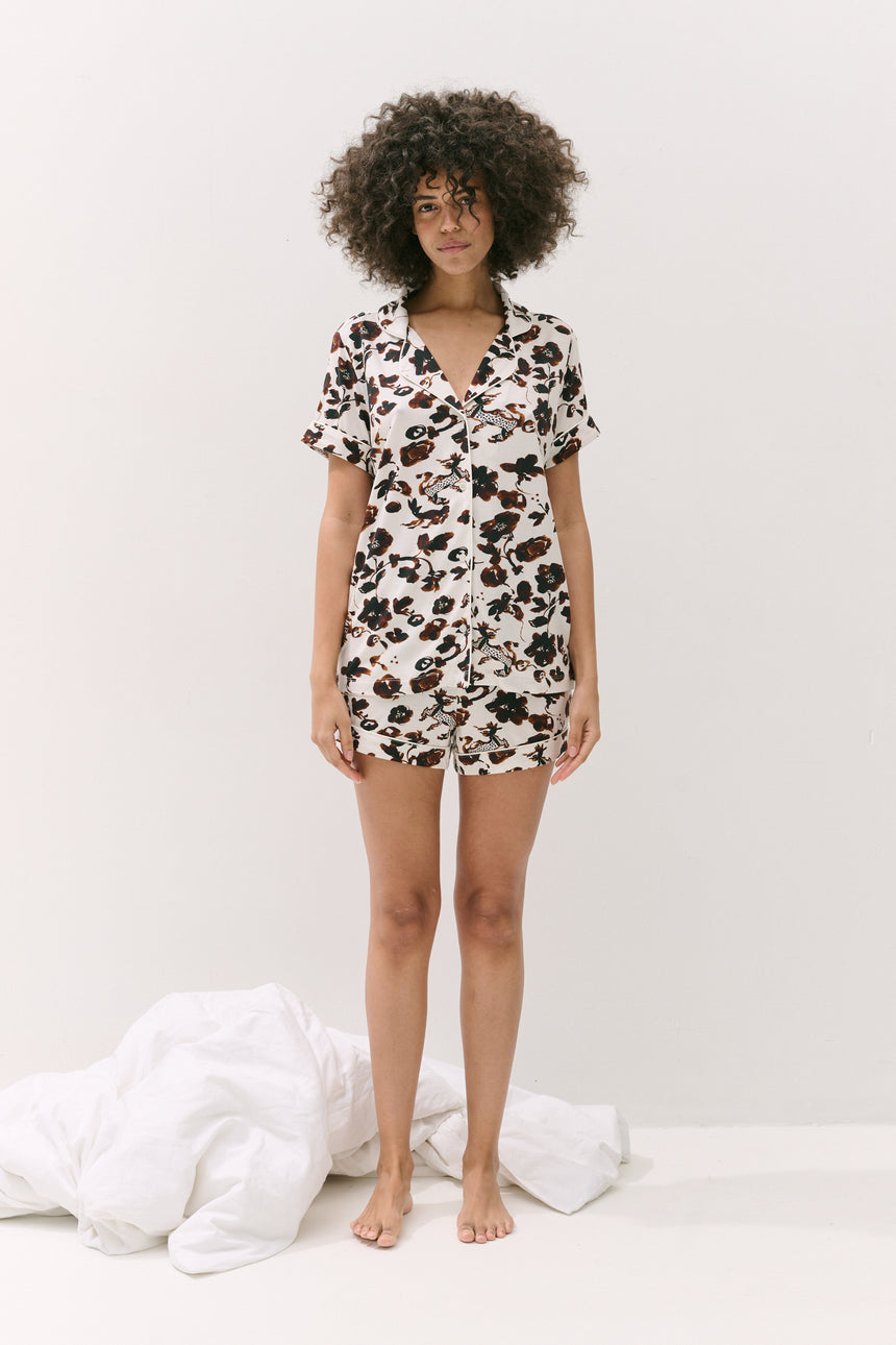 Lyocell Jersey Short Pyjama Set Bunny Cream/Brown