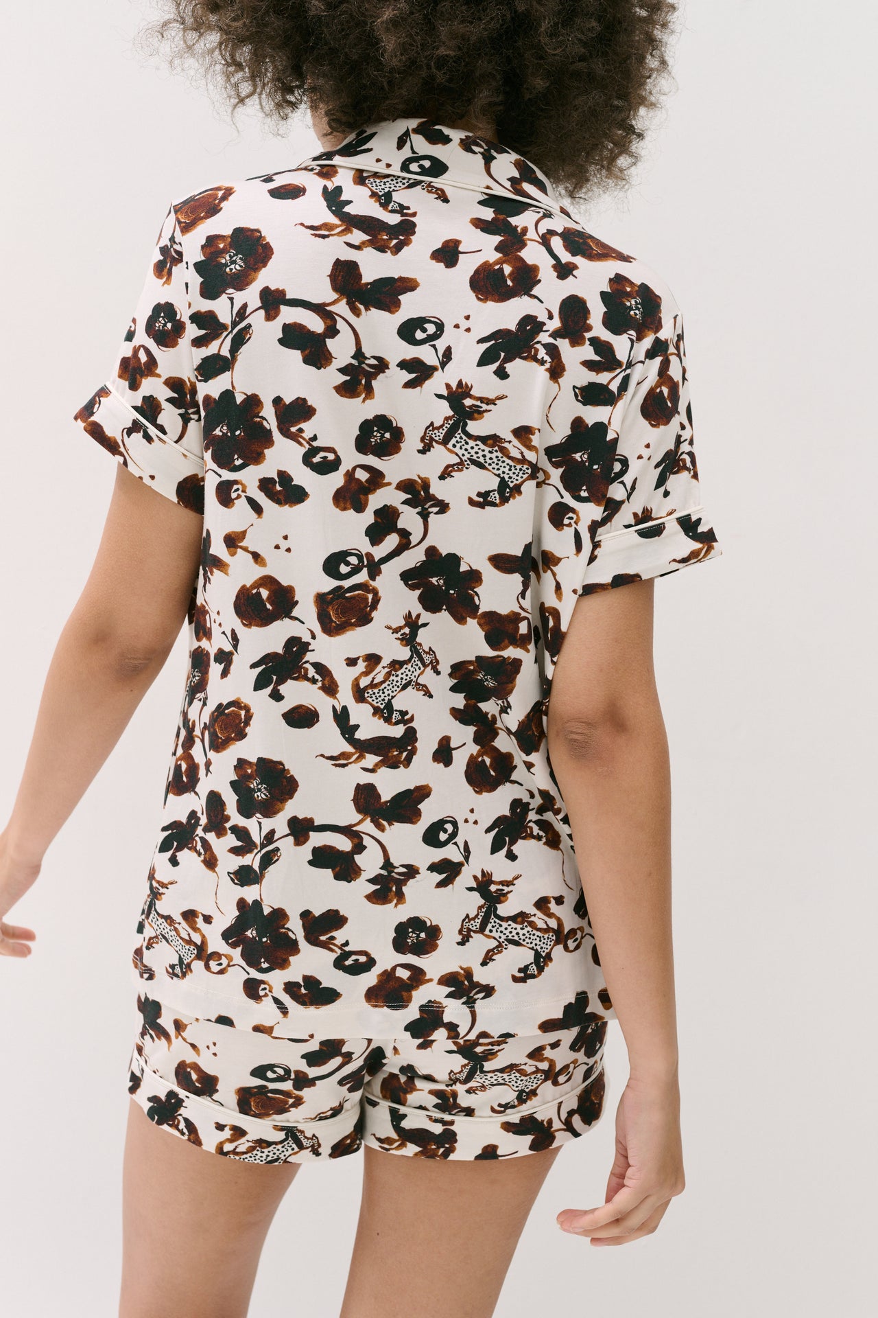 Lyocell Jersey Short Pyjama Set Bunny Cream/Brown