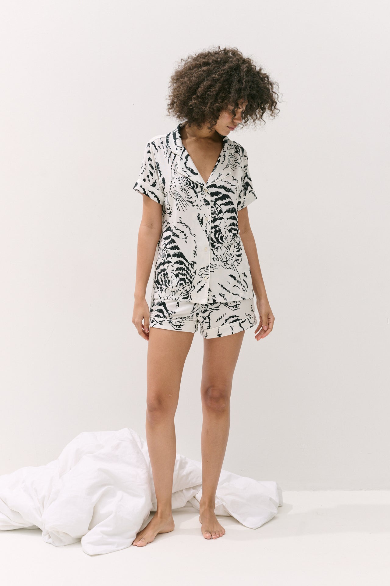 Lyocell Jersey Short Pyjama Set Tigress Cream