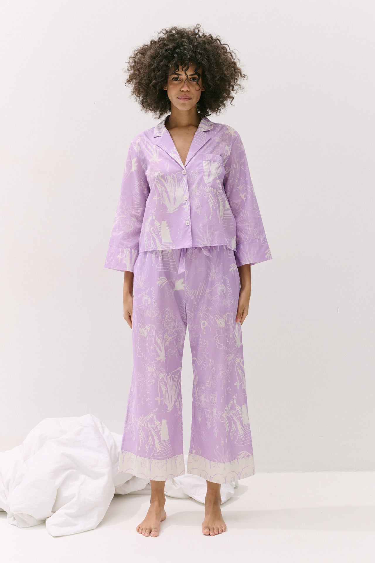 Boxy Shirt and Wide Leg Trouser Set Temple Del Sol Purple