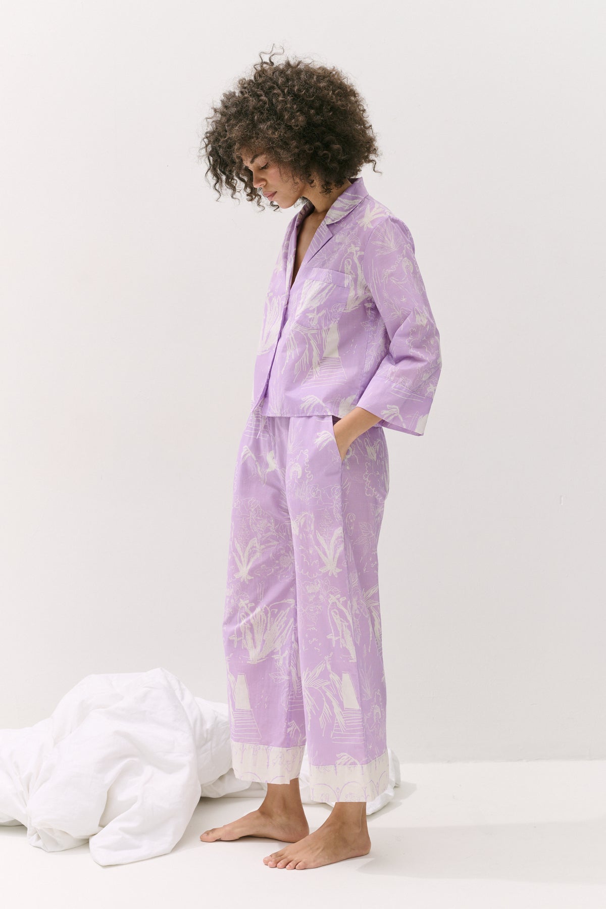 Boxy Shirt and Wide Leg Trouser Set Temple Del Sol Purple