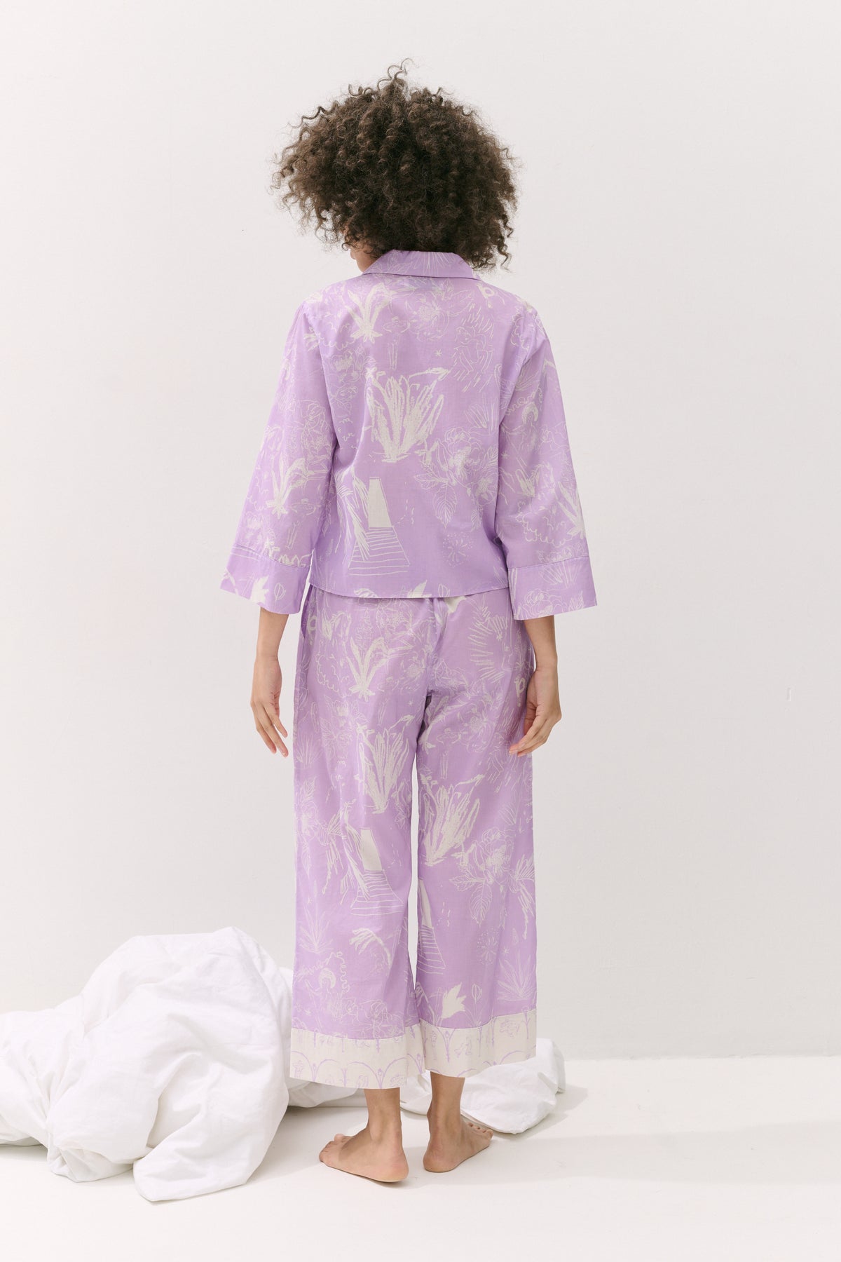 Boxy Shirt and Wide Leg Trouser Set Temple Del Sol Purple