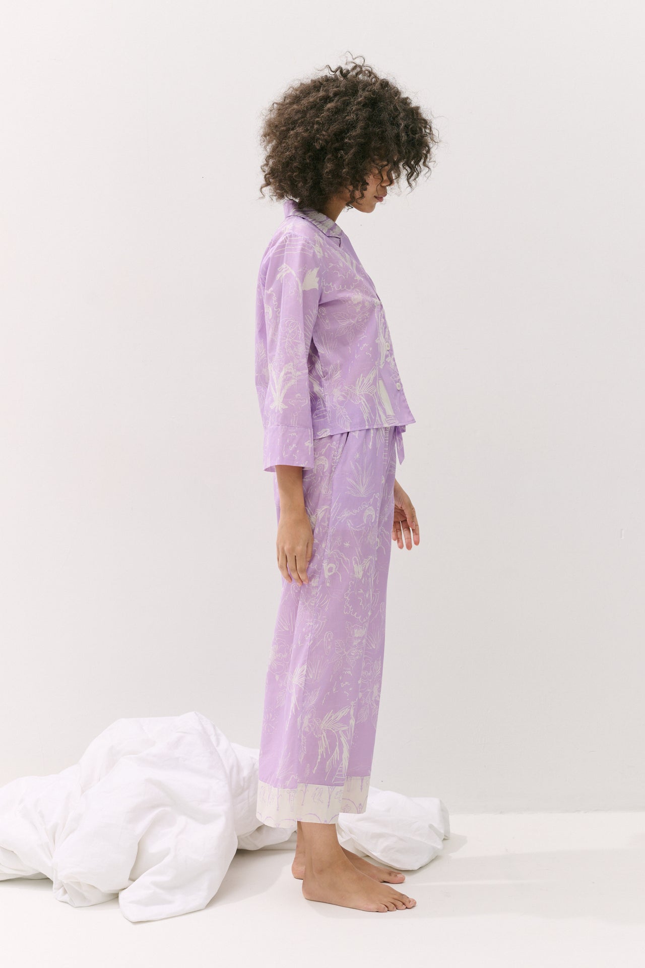 Boxy Shirt and Wide Leg Trouser Set Temple Del Sol Purple