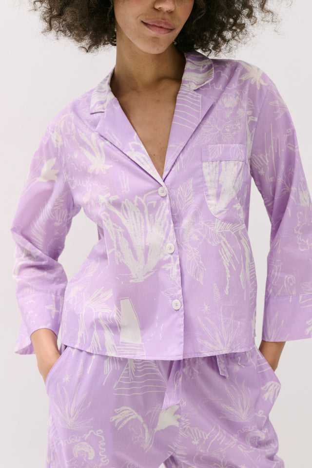 Boxy Shirt and Wide Leg Trouser Set Temple Del Sol Purple