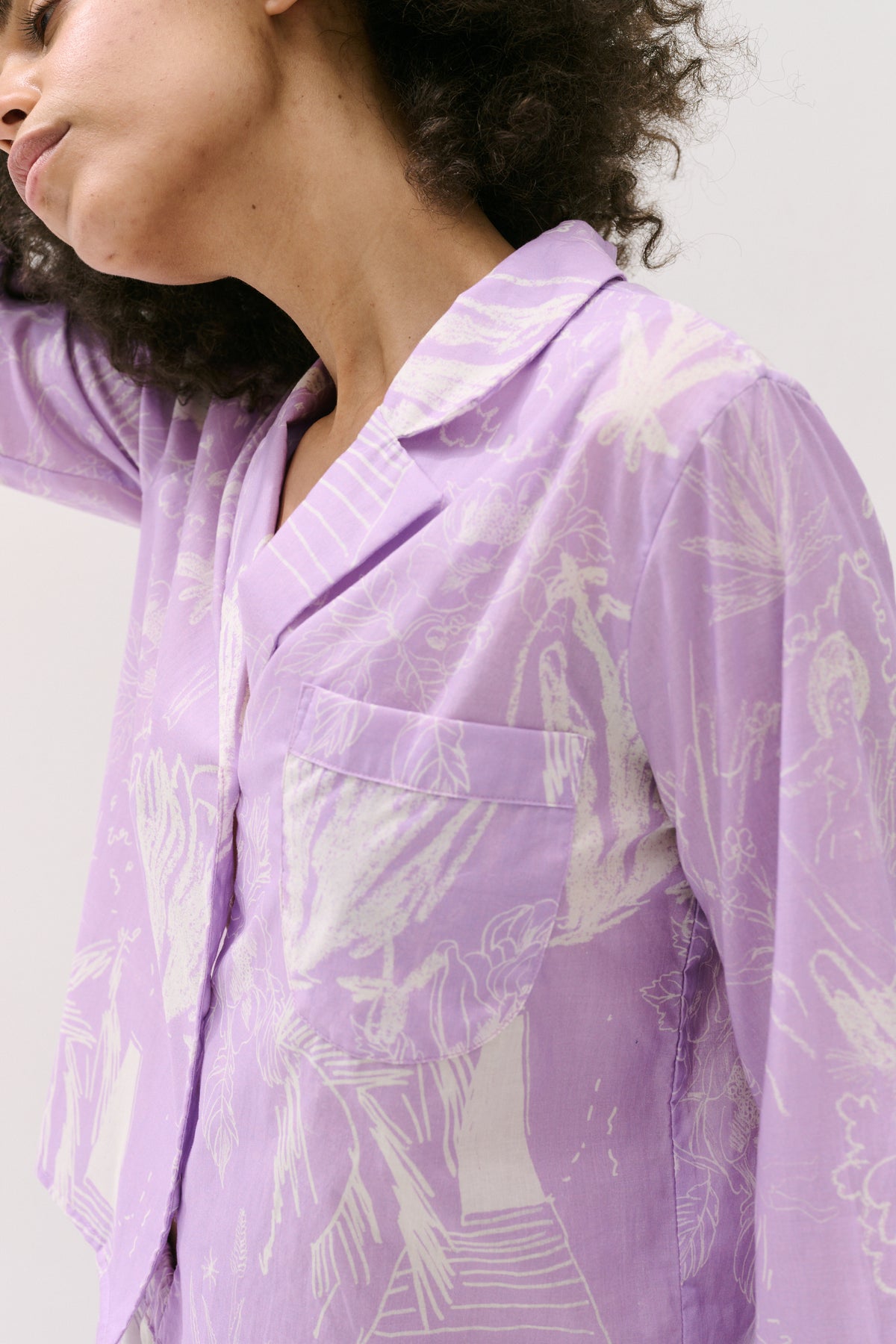 Boxy Shirt and Wide Leg Trouser Set Temple Del Sol Purple